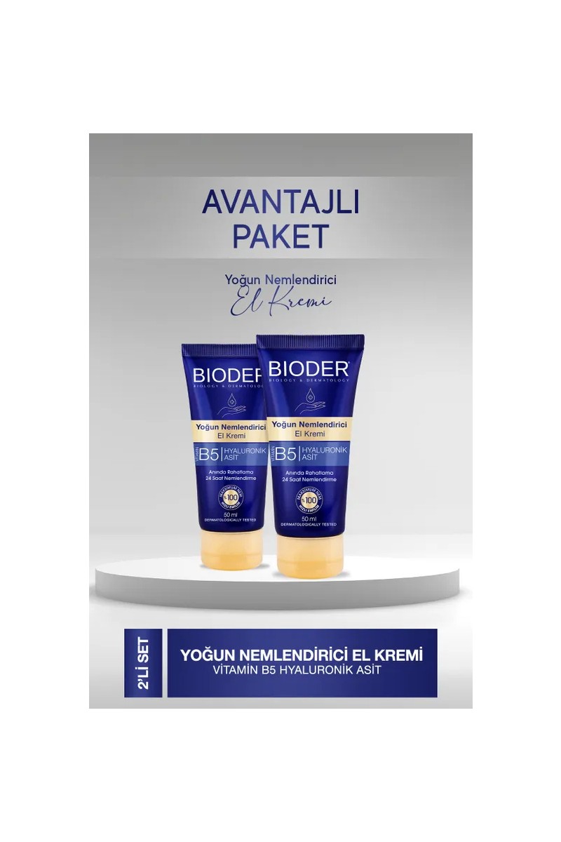Bioder Bioder Yoğun Nemlendirici El Kremi - Vitamin B5 Hyalüronik Asit 24 Saat Etki Alkolsüz 2'li  50 — 6. ürün görseli