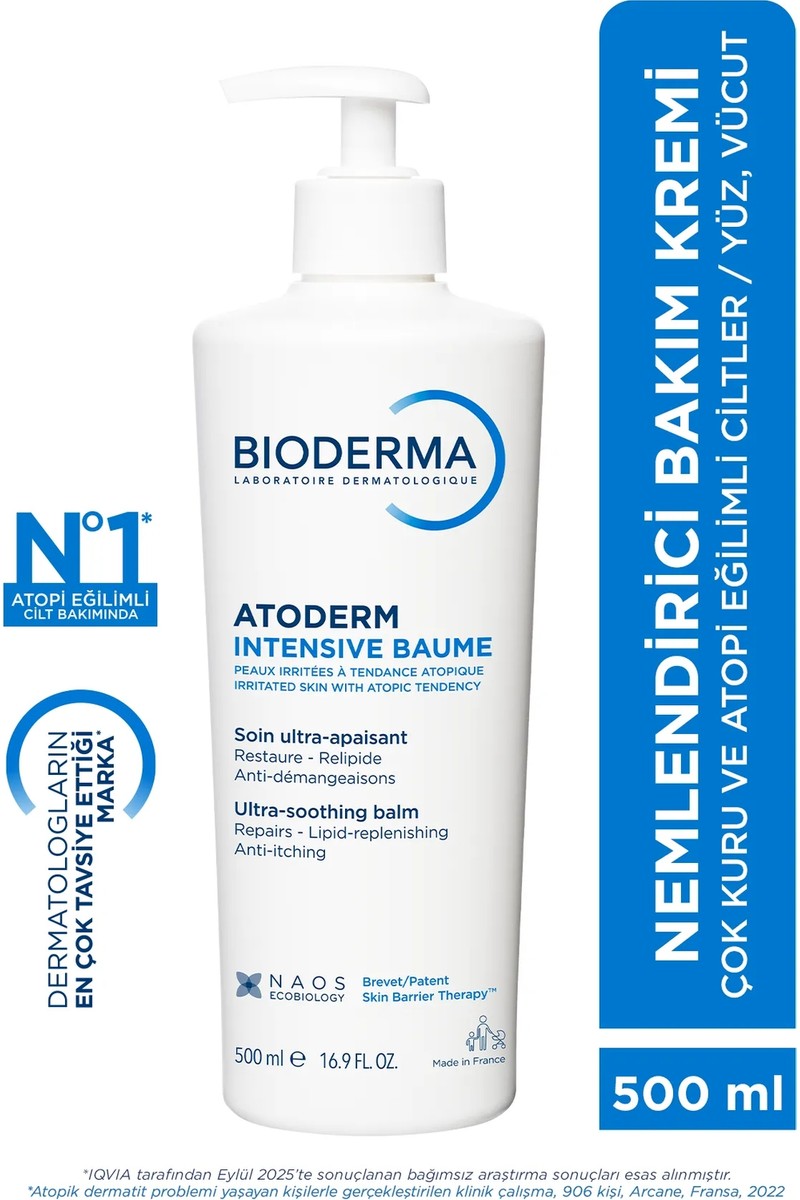 Bioderma Atoderm Intensive Balm Çok Kuru Atopi Eğilimli Cilt Nemlendirici Krem Yetişkin, Çocuk 500 Ml
