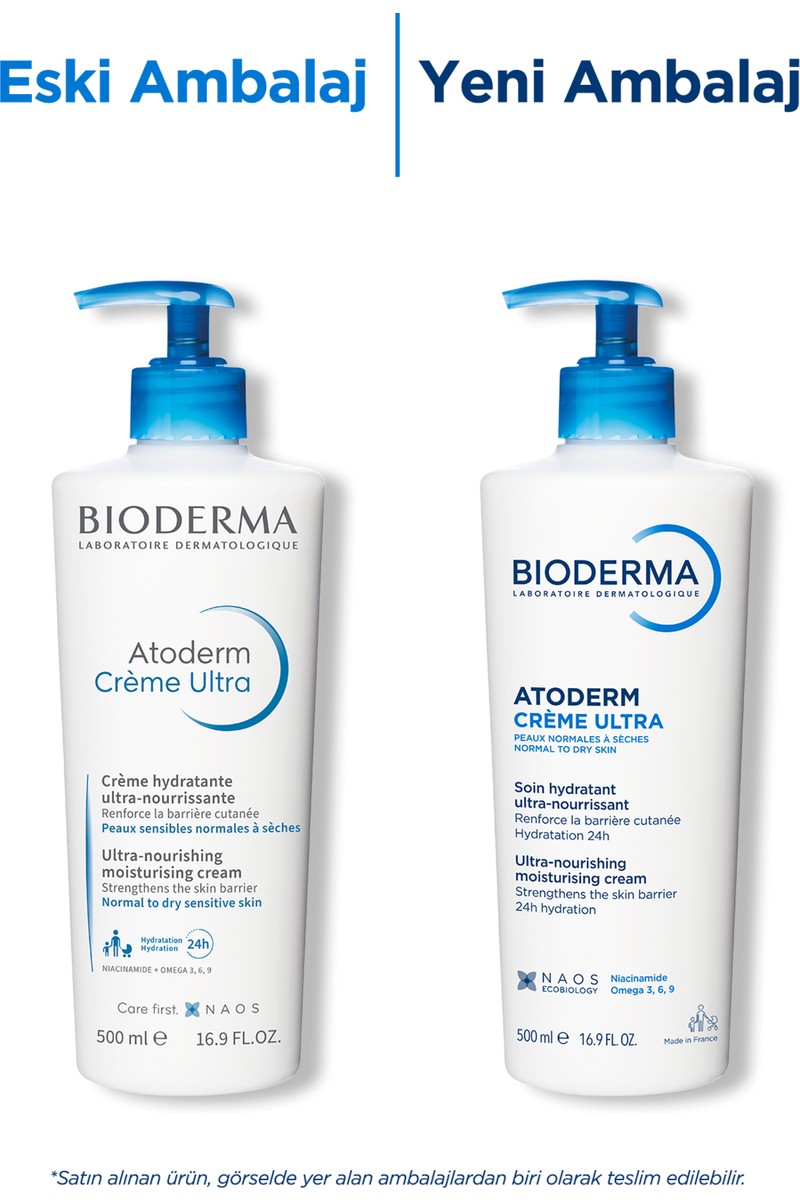 Bioderma Bioderma Atoderm Ultra Vücut Kremi - 500 ml, Kuru Ciltler İçin Besleyici ve Nemlendirici Formül, Gözenekleri Tıkamayan — 3. ürün görseli