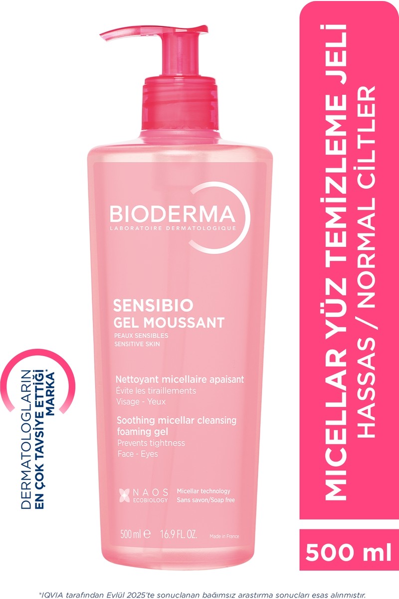 Bioderma Sensibio Foaming Gel Hassas ve Normal Ciltler Durulanan Micellar Yüz Temizleme Jeli 500 ml