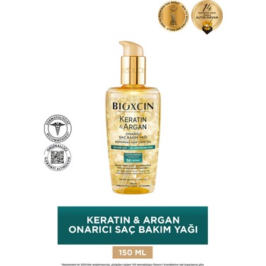 Bioxcin Bioxcin Keratin & Argan Onarıcı Saç Bakım Yağı 150 Ml Şeffaf Özellikli Etkili fiyatı ve görseli
