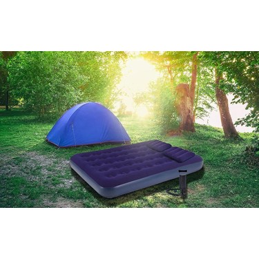 Black Island Black Island Çift Kişilik Kadife Yüzeyli Şişme Yatak 137X191X22 cm Pompa ve 2 Yastık — 3. ürün görseli