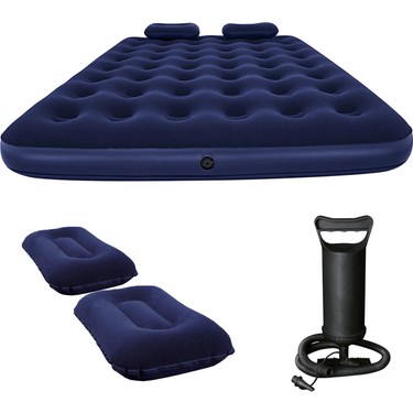 Black Island Black Island Çift Kişilik Kadife Yüzeyli Şişme Yatak 137X191X22 cm Pompa ve 2 Yastık — 4. ürün görseli