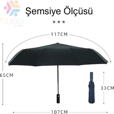 bliss umbrella bliss umbrella 12 Telli Otomatik Şemsiye Ekstra Güçlü Dayanıklı Kauçuk — 4. ürün görseli