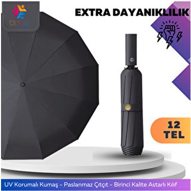 bliss umbrella bliss umbrella 12 Telli Otomatik Şemsiye Ekstra Güçlü Dayanıklı Kauçuk — 6. ürün görseli