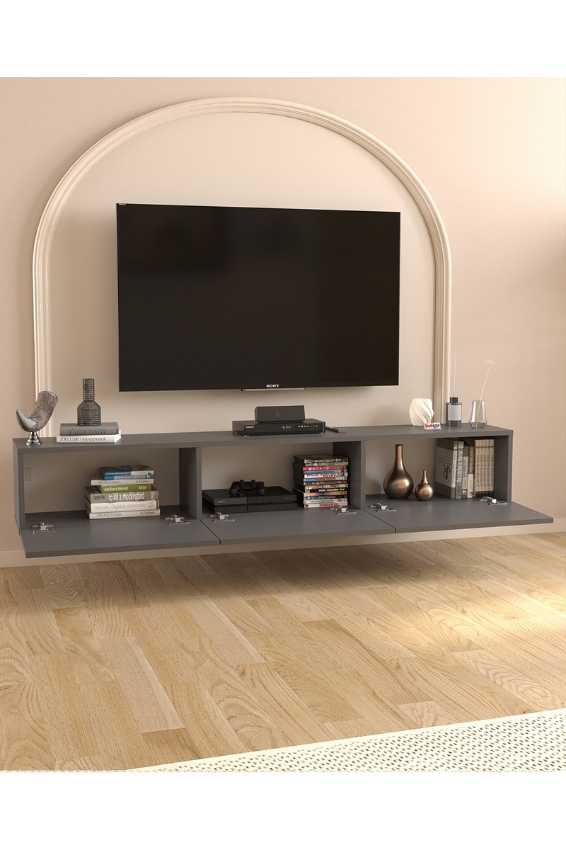 Bofigo Bofigo Tv Ünitesi Tv Sehpası Düşer Kapaklı Tv Ünitesi Televizyon Sehpası 180 cm Marvel Antrasit — 3. ürün görseli