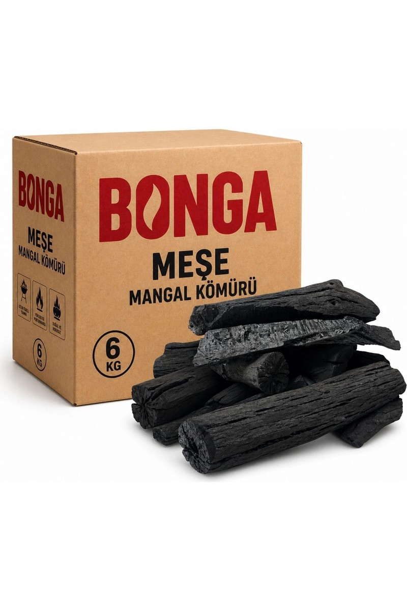 Bonga Bonga Meşe Kömürü 6 kg Elleme Mangal Kömürü Doğal Uzun Yanışlı Yüksek Isılı Barbekü Kömürü — 2. ürün görseli