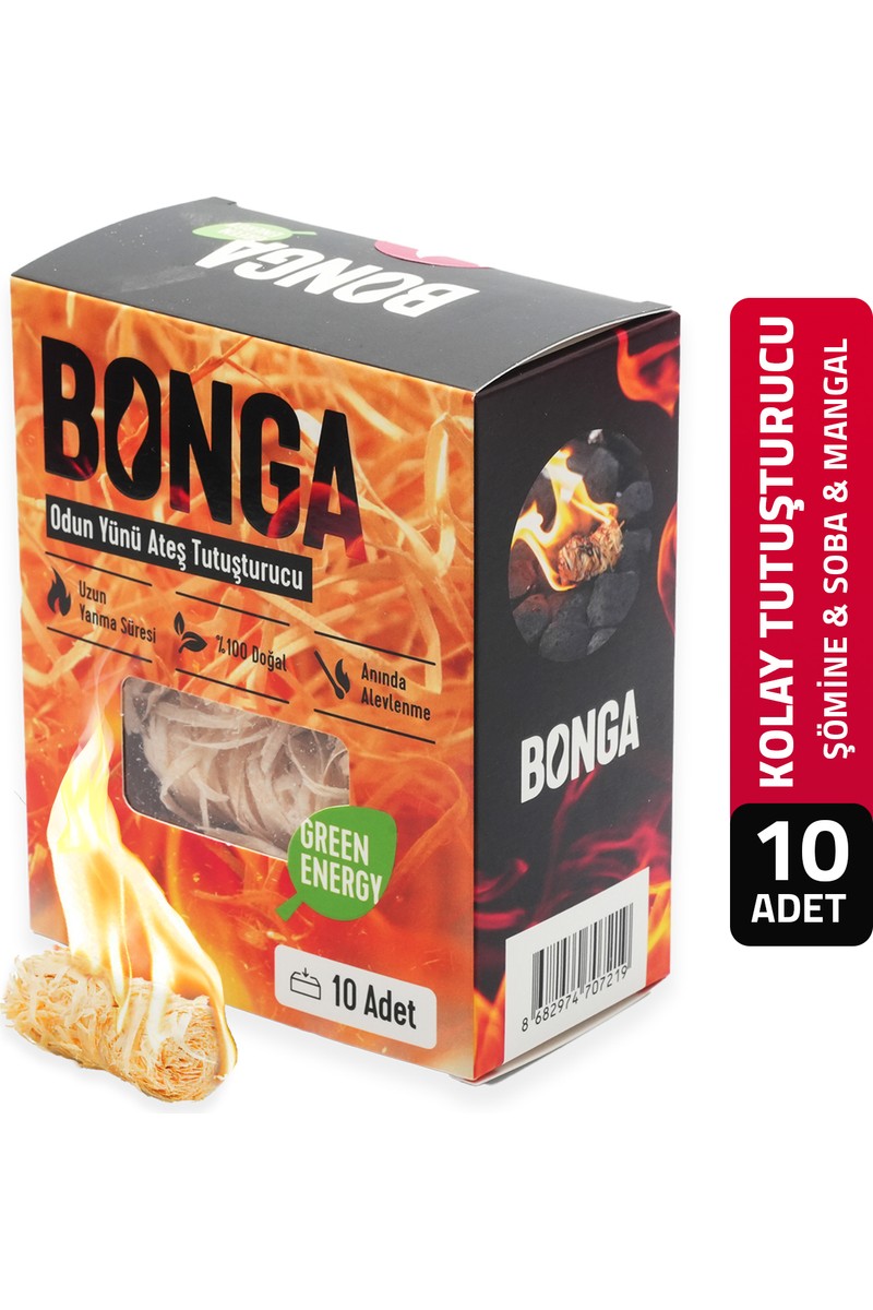 Bonga Bonga Şömine Ve Mangal Tutuşturucu 10 Adet 140 gr - Jel Ve Çıra Alternatifi Doğal Odun Yünü — 2. ürün görseli