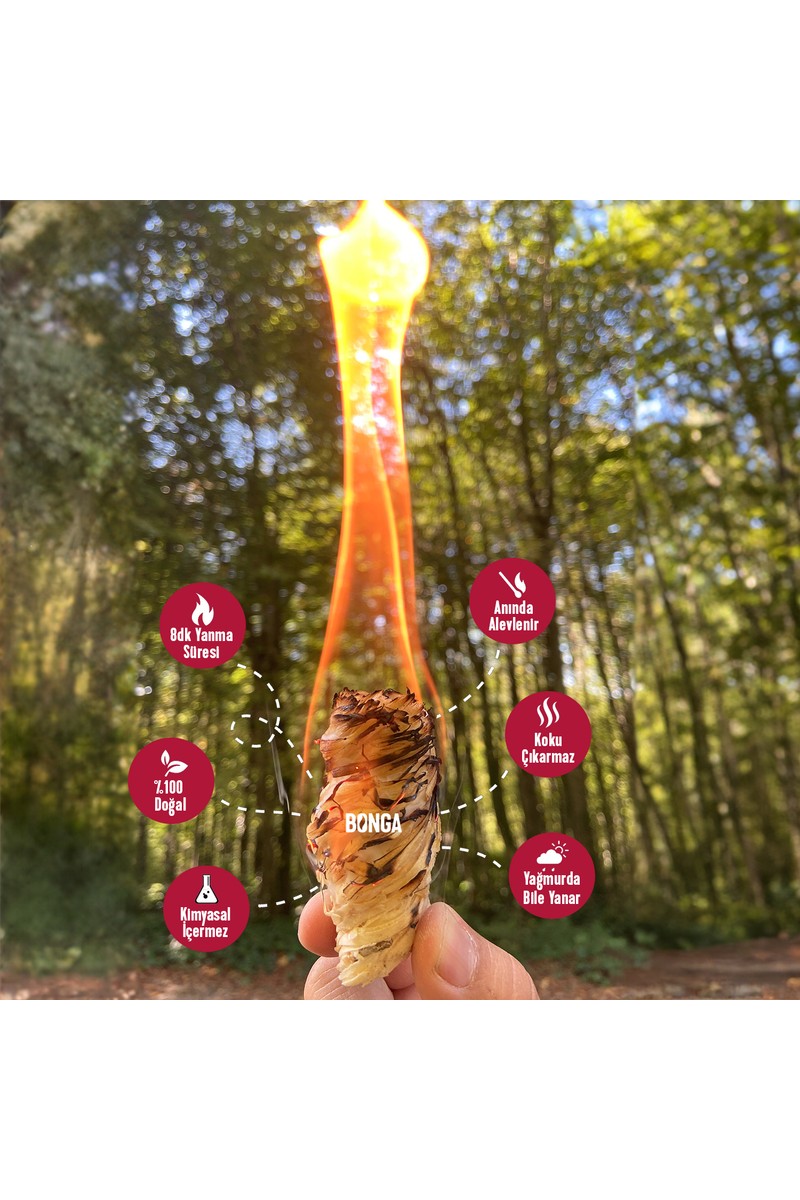 Bonga Bonga Şömine ve Mangal Tutuşturucu 50 Adet 700 gr - Jel Ve Çıra Alternatifi Doğal Odun Yünü — 3. ürün görseli