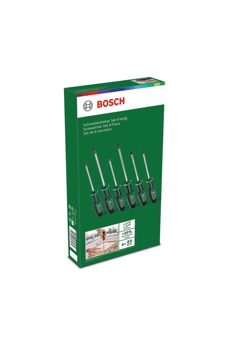 Bosch Tornavida Seti 6 Parça Set 1 S2 Çelik Materyal ile Güçlü Tork ve Ergonomik Tasarım