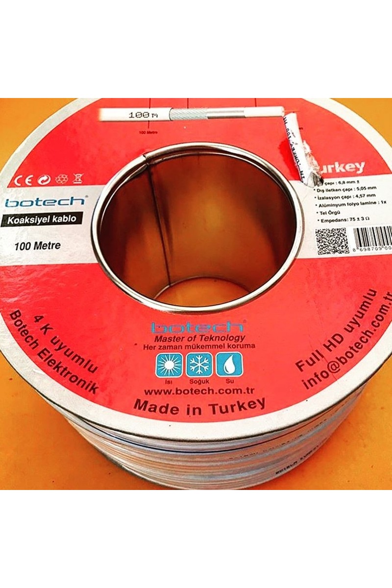 Botech Botech RG6U4 4K UHD Anten Kablosu 100 Metre Dayanıklı Yapı ile Yüksek Çözünürlük Sunar — 2. ürün görseli