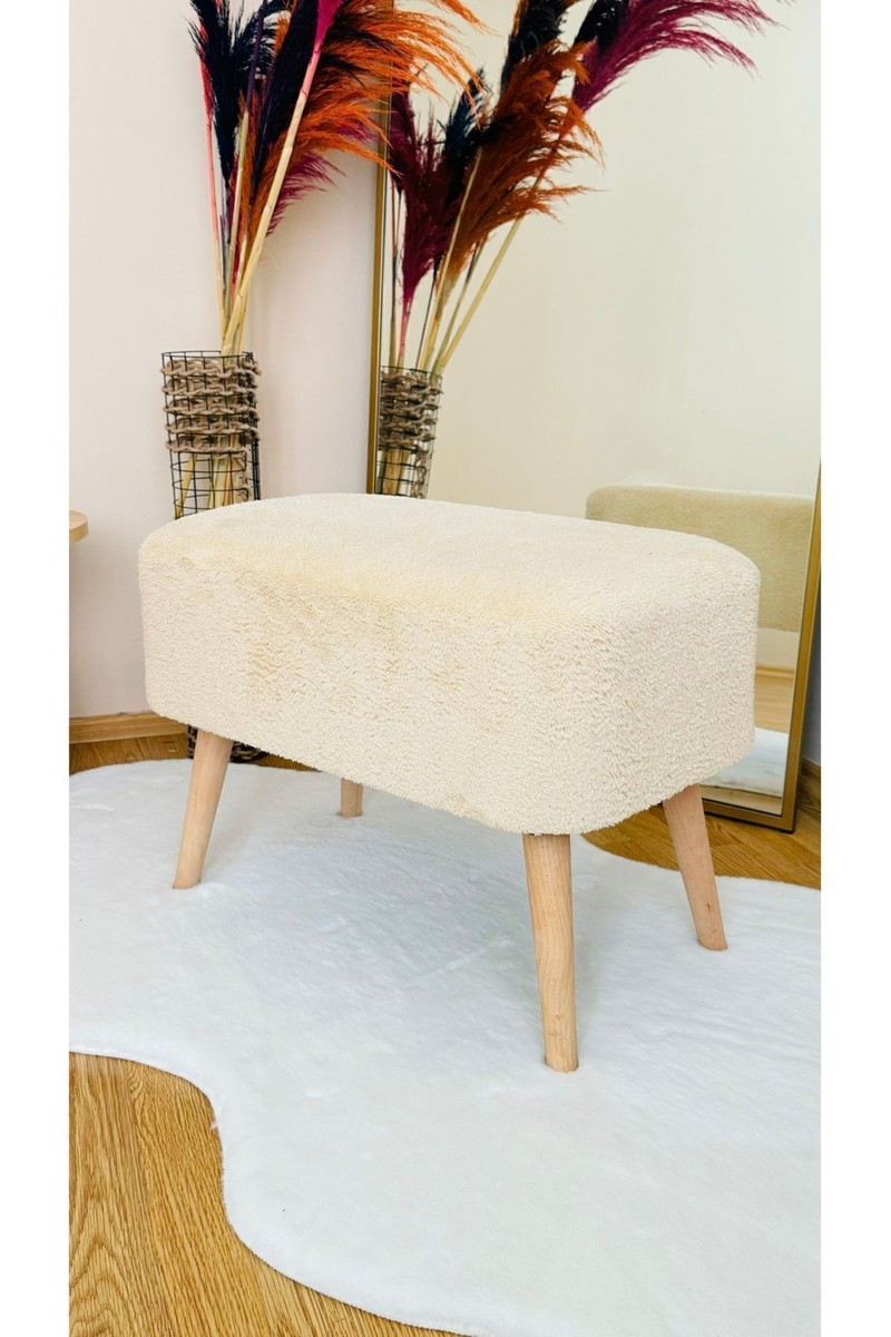 Bounteous Bounteous Ahşap Ayaklı Teddy Kumaş Dikdörtgen Dekoratif Puf Bench — 5. ürün görseli