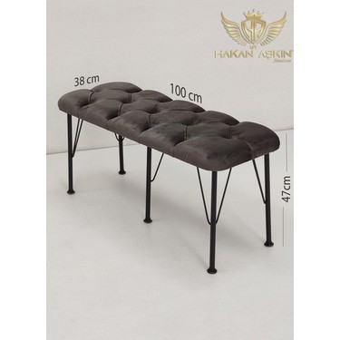 By Hakan Aşkın By Hakan Aşkın Metal Ayaklı Babyface Puf & Bench Koyu — 2. ürün görseli
