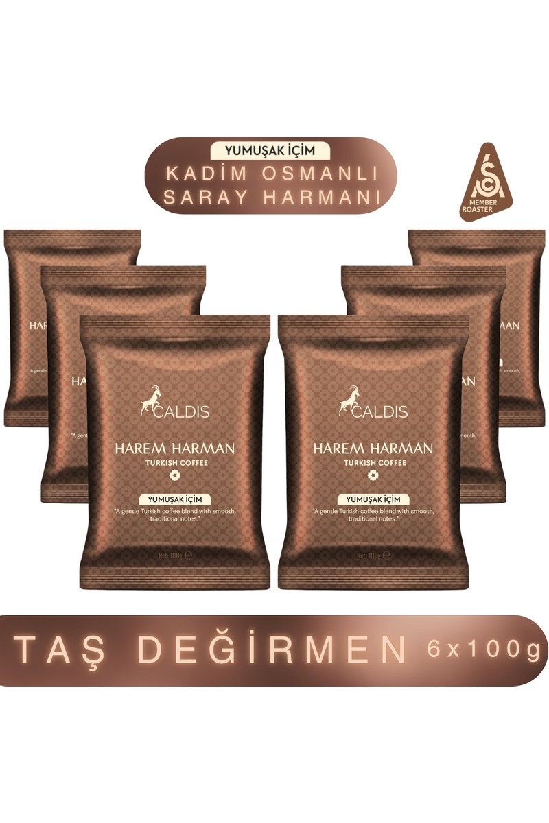 Caldis® Caldis® Harem Harman™ Hafif 6 x 100 gr Yumuşak Içimli Nitelikli Türk Kahvesi (Saray Harmanı & Taze — 2. ürün görseli