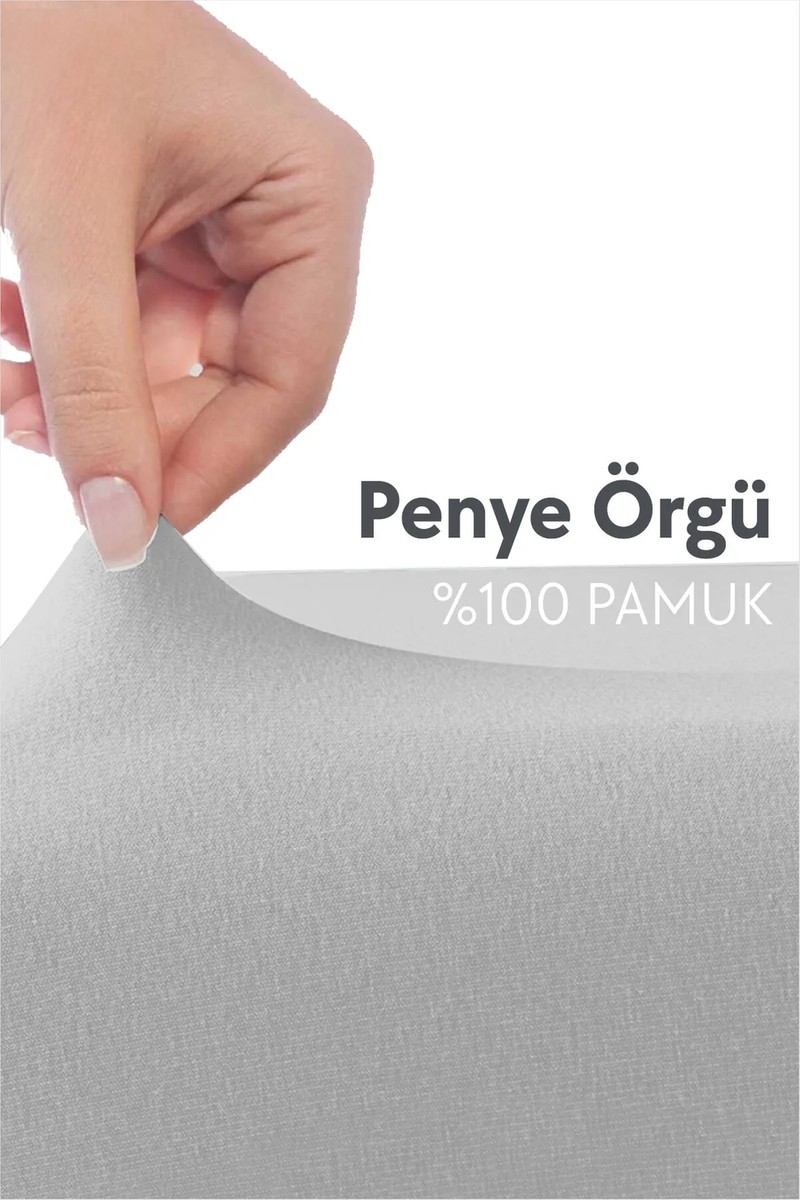 Calmera Calmera %100 Pamuk Penye Lastikli Çarşaf | Tek Kişilik | Açık Gri - 100 x 200 cm — 3. ürün görseli