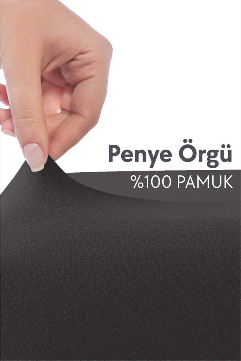 Calmera Calmera %100 Pamuk Penye Lastikli Çarşaf | Tek Kişilik | Antrasit - 100 x 200 cm — 3. ürün görseli