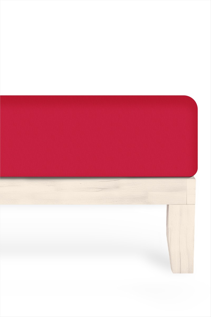 Calmera Calmera %100 Pamuk Penye Lastikli Çarşaf | Tek Kişilik | Kırmızı - 90 x 200 cm — 2. ürün görseli
