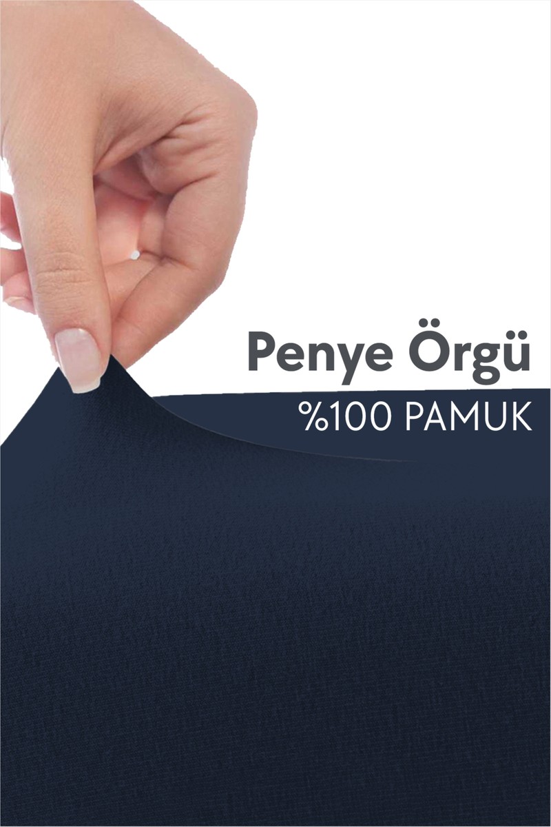 Calmera Calmera %100 Pamuk Penye Lastikli Çarşaf | Tek Kişilik | Lacivert - 90 x 200 cm — 3. ürün görseli