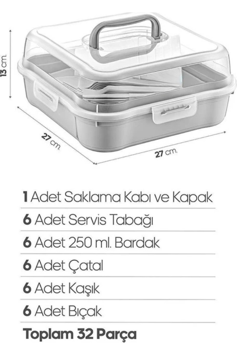 Calvera Calvera 32 Parça 6 Kişilik Çantalı Piknik Seti - Kilitli Kapaklı Taşınabilir Piknik Kutusu — 2. ürün görseli