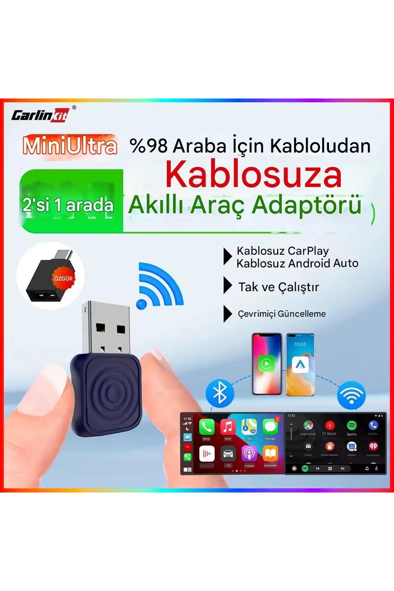 Carlinkit Carlinkit 2025 Mini Ultra 5.0 Kablosuz Carplay & Android Auto Adaptör Tak Çalıştır Dual Wifi Hızlı Bağlantı — 3. ürün görseli