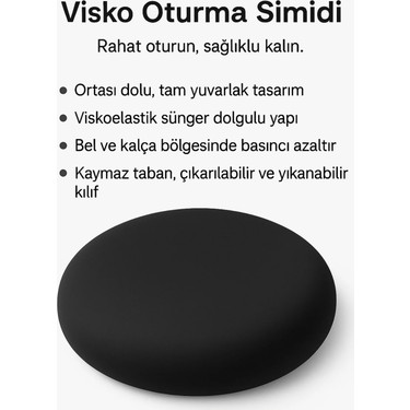 Carman Carman Orınor Visco Oturma Simidi Ortopedik Minder Visko Sünger Yuvarlak Oturma Yastığı Fermuarlı — 2. ürün görseli