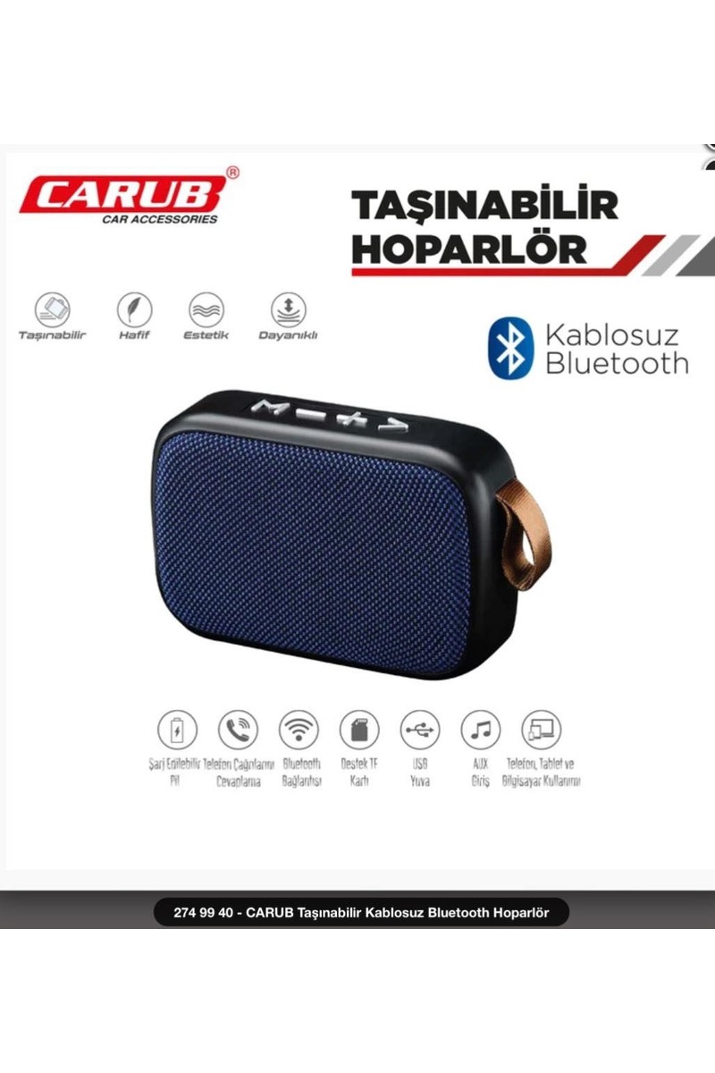 Carub Taşınabilir Kablosuz Hoparlör Bluetooth Mini Suya Dayanıklı 10 W Güç Özellikli