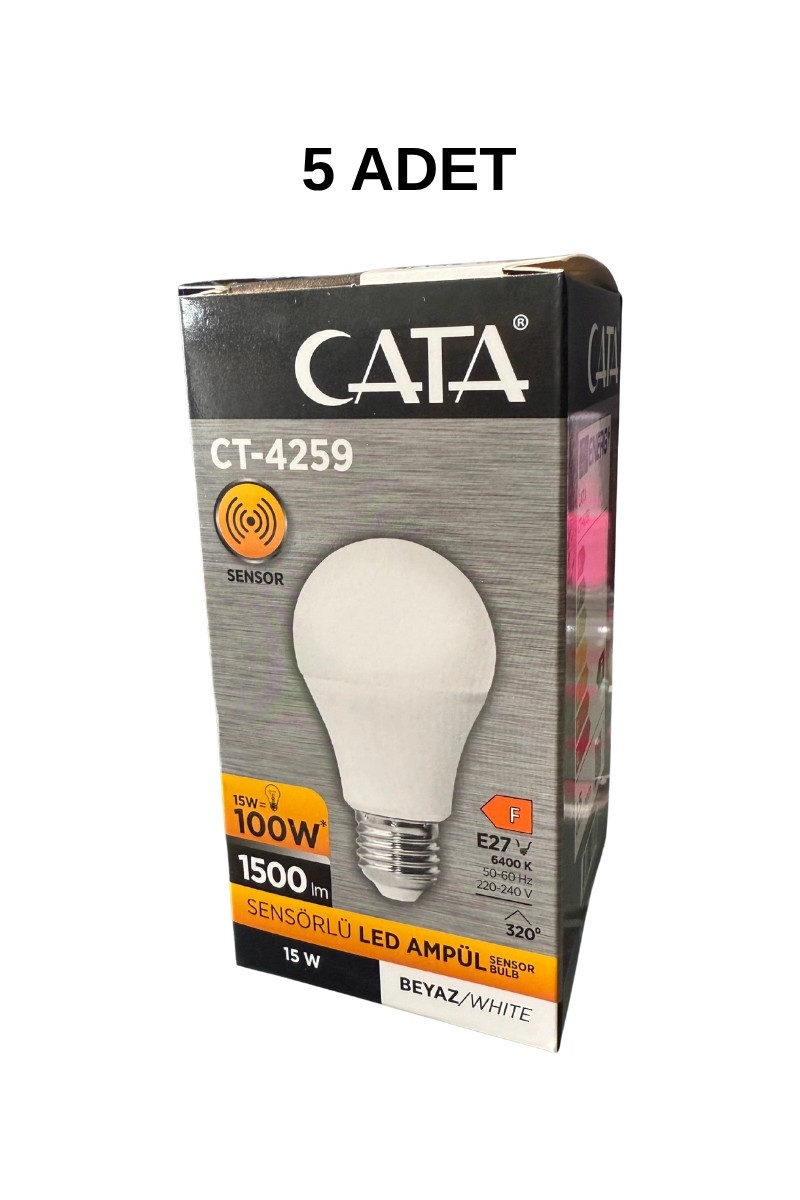 Cata Cata CT-4259 Sensörlü LED Ampul 15W Beyaz Işık - 5’li Paket — 2. ürün görseli