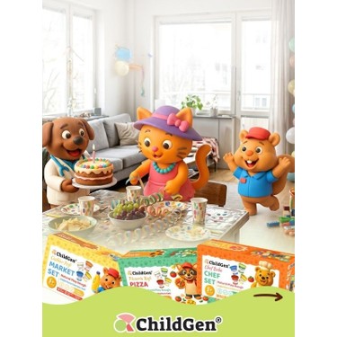 ChildGen ChildGen Doğal Oyun Hamuru Sevimli Patiler Chef Set 4 Renk 9 Parça Eğlenceli — 6. ürün görseli