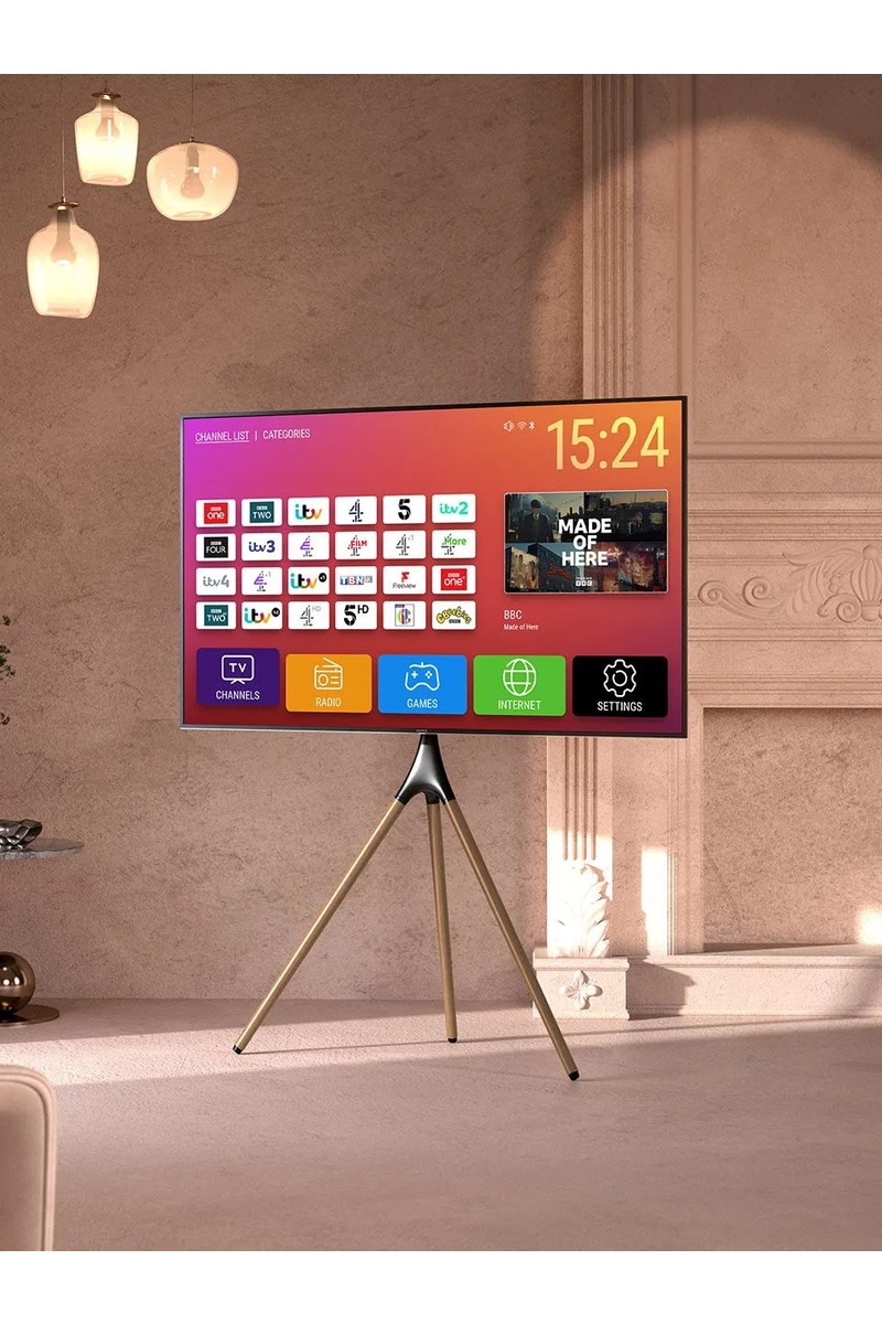 Cletech Şövalye Tipi Tv Standı 45"-65" | Ahşap & Metal | 180° Döner | 32 kg Taşıma Kapasiteli