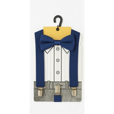 Sibel Günay Butik Çocuk Mavi Papyon Askı Takımı | 4–12 Yaş Ayarlanabilir Askı | Özel Gün ve Bayram — 2. ürün görseli