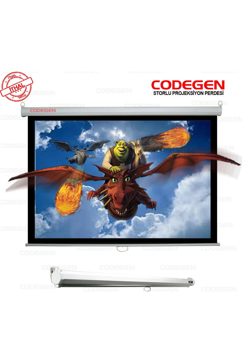 Codegen AX-18 180x180 cm Storlu Manuel Projeksiyon Perdesi (Arkası Siyah Fonlu)