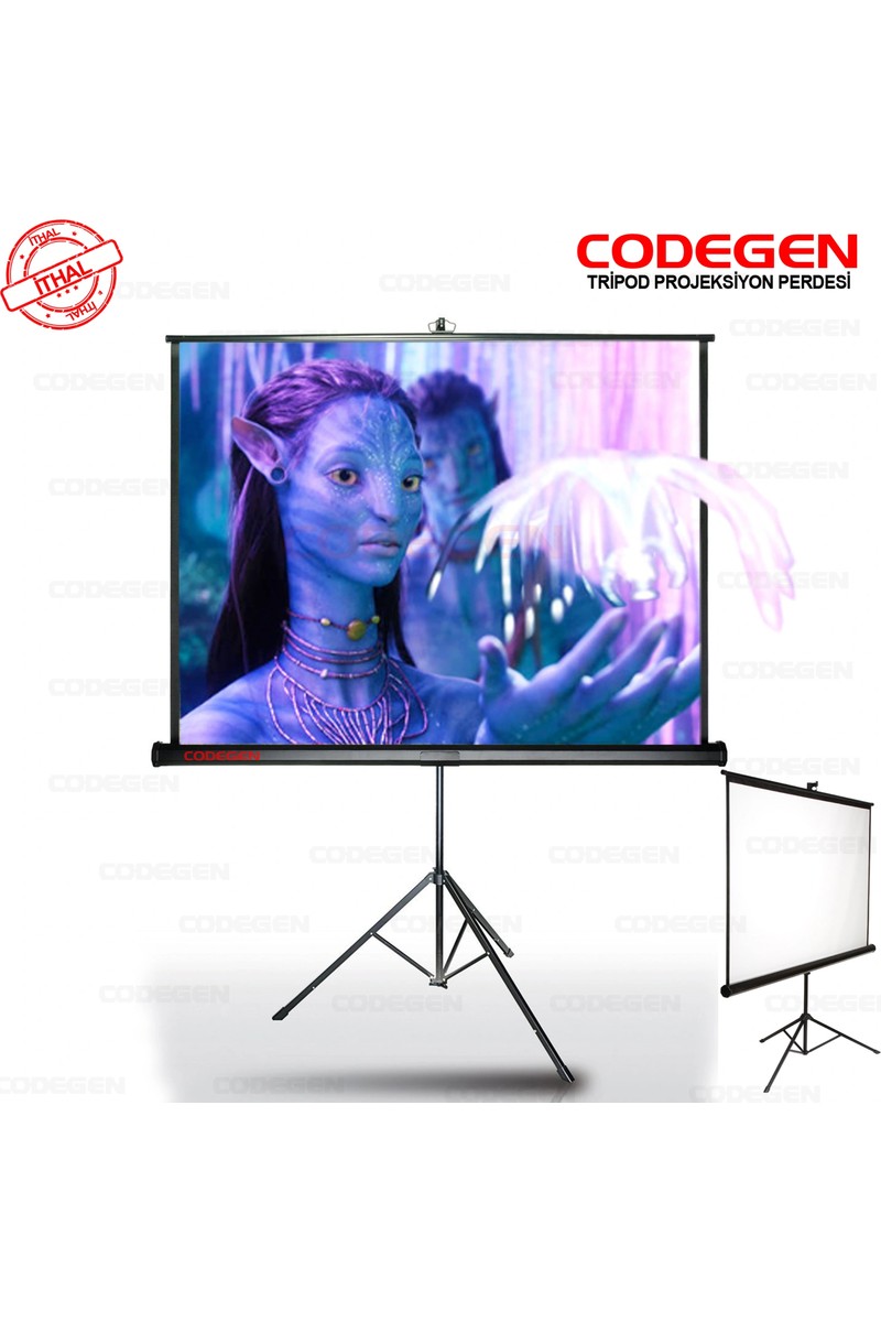 Codegen TX-18 180x180 cm Tripod Ayaklı Taşınabilir Manuel Projeksiyon Perdesi (Arkası Siyah Fonlu)
