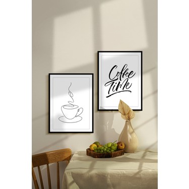 Özcanlar Çerçeve Coffee Time Çerçevesiz Çerçeve Görünümlü 2 Parça Mdf  Duvar Tablo Seti  Mutfak Temalı Tablo fiyatı ve görseli