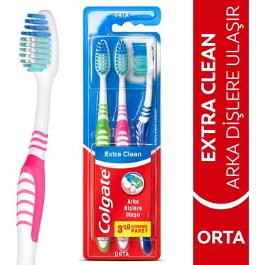 Colgate Colgate Extra CleanDil Temizleyicili Arka Dişlere Uzanan Orta Diş Fırçası fiyatı ve görseli