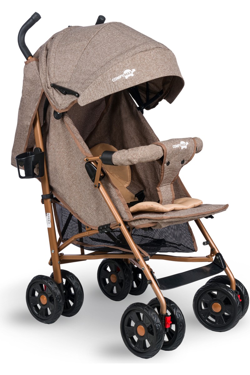 Comfymax Tam Yatar Baston Bebek Arabası Taşıma Kapasitesi ile Pratik ve Kullanışlı – Wood Brown