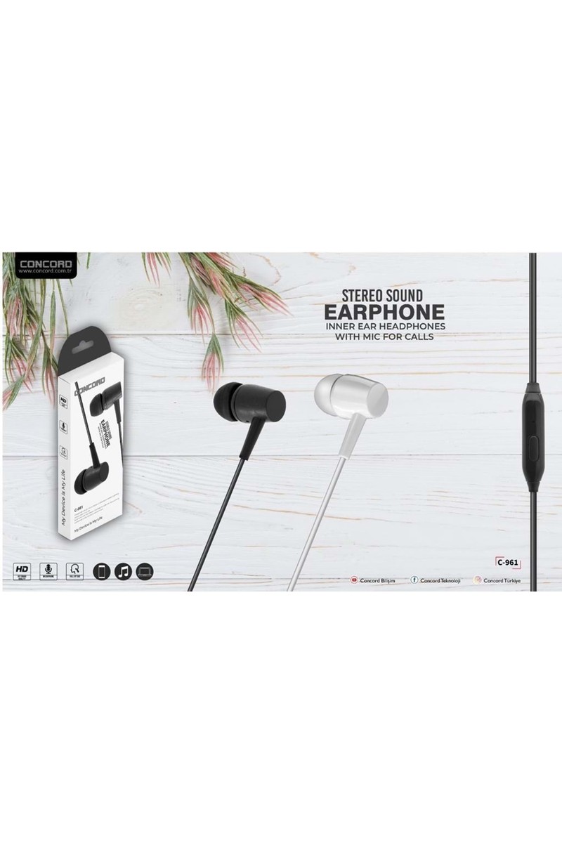 Concord Concord C-961 Mikrofonlu Kulak İçi Kulaklık Kablolu Stereo Bağlantı Extra — 4. ürün görseli
