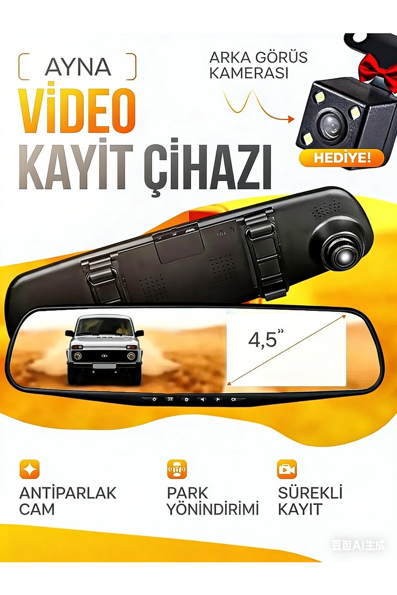 Conio Conio 10 Inç Ayna Araç Kamerası Dash Cam | Çift Kameralı Ultra Hd, Antiparlak Cam, Park Yönlendirimi, Sürekli Döngüsel Kayıt, Hediye Arka Görüş Kamerası — 2. ürün görseli
