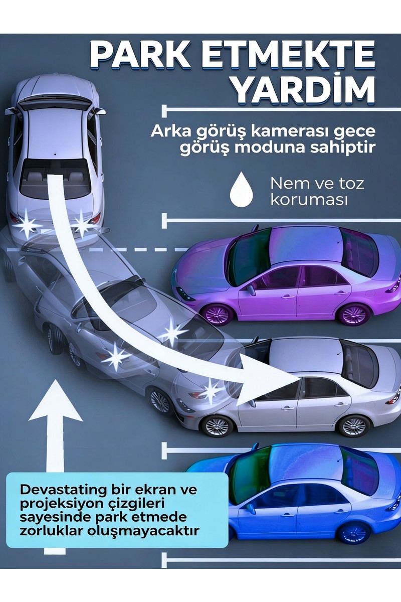 Conio Conio 10 Inç Ayna Araç Kamerası Dash Cam | Çift Kameralı Ultra Hd, Antiparlak Cam, Park Yönlendirimi, Sürekli Döngüsel Kayıt, Hediye Arka Görüş Kamerası — 3. ürün görseli