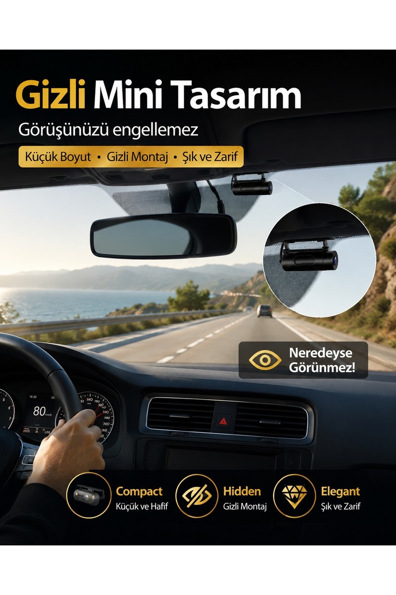Conio Conio Pasens A2PRO 2k Ultra Hd Araç Kamerası | Wifi App Kontrol, 24H Park Koruması, 140° Geniş Açı, Gece Görüşü — 2. ürün görseli