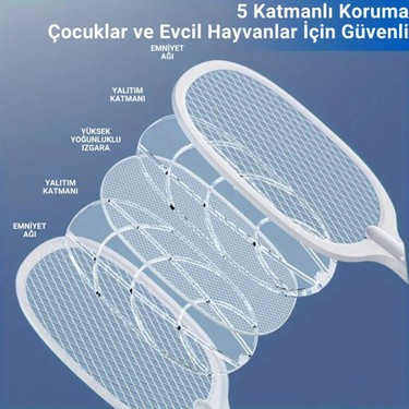 Coofbe Coofbe Şarjlı 12000MAH 300V 5 Katmanlı Uv Işıklı Elektrikli Sivrisinek Öldürücü Raket Sinek — 4. ürün görseli