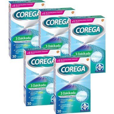 Corega Corega 3 Dakikada Temizleyici Tablet 30 Tablet Diş Protezi İçin Derinlemesine Temizlik Sağlar (5 fiyatı ve görseli