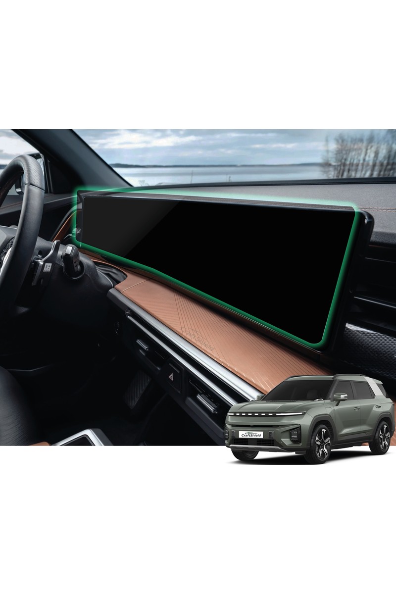 CraftShield KGM SsangYong Torres & Torres EVX (2024-2026) Uyumlu 12.3"+12.3" Tek Parça 9h Nano Ekran Koruyucu