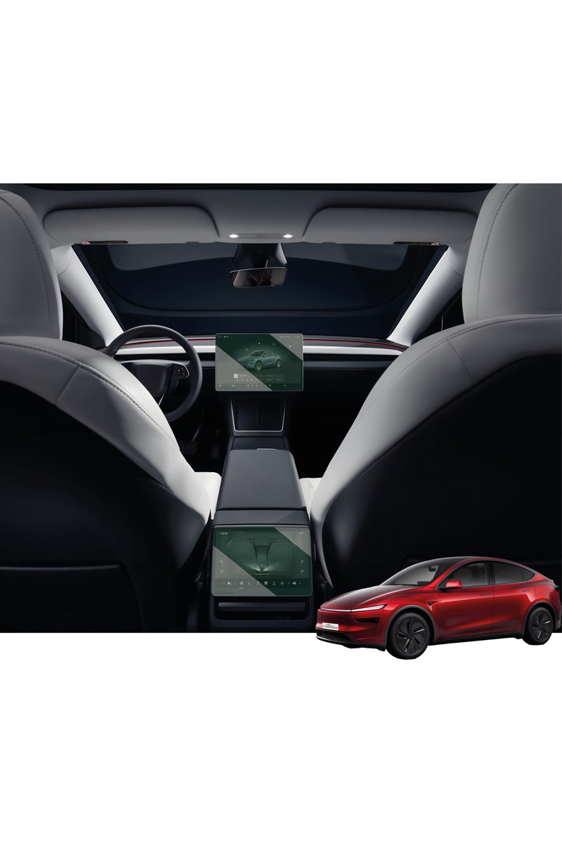 CraftShield Tesla Model Y Juniper (2025) Uyumlu 15.4" Multimedya ve 8" Arka Ekran Çift Set 9h Nano Ekran Koruyucu