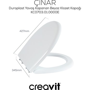 Creavit Creavit Perla Asma Klozet Çınar Duroplast Klozet Kapağı Beyaz - — 5. ürün görseli