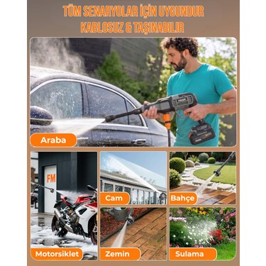 Dager Dager AQUA FORCE 21V Kömürsüz Şarjlı Yüksek Basınçlı Yıkama Makinesi Seti | Çift 4.0 Ah Akü + Köpük — 6. ürün görseli