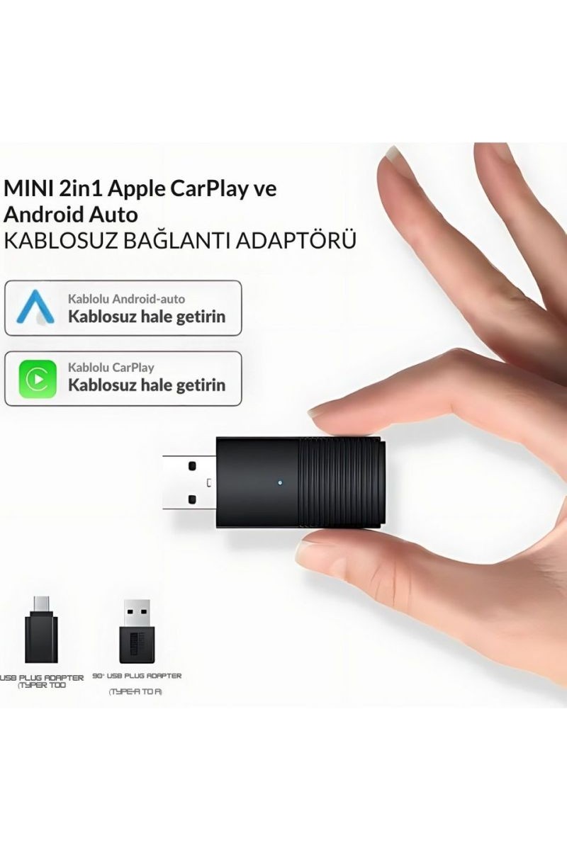 Dark Mini Pro Duo 2in1 Araç Kiti Wireless/kablosuz Apple Carplay ve Android Auto Adaptörü (Dk-Va-Mpd1)