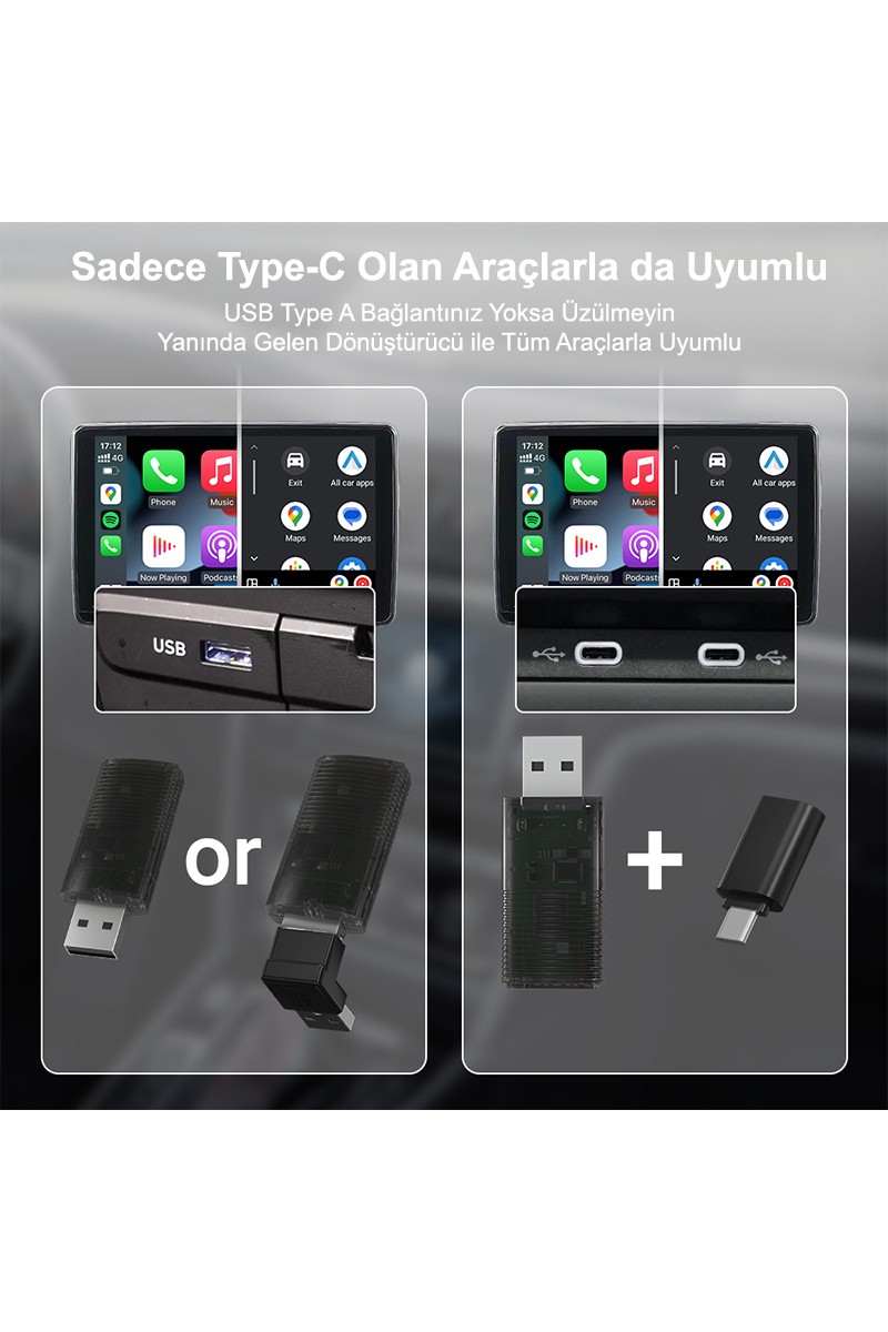 Dark Dark Mini Pro Duo 2in1 Araç Kiti Wireless/kablosuz Apple Carplay ve Android Auto Adaptörü (Dk-Va-Mpd1) — 3. ürün görseli