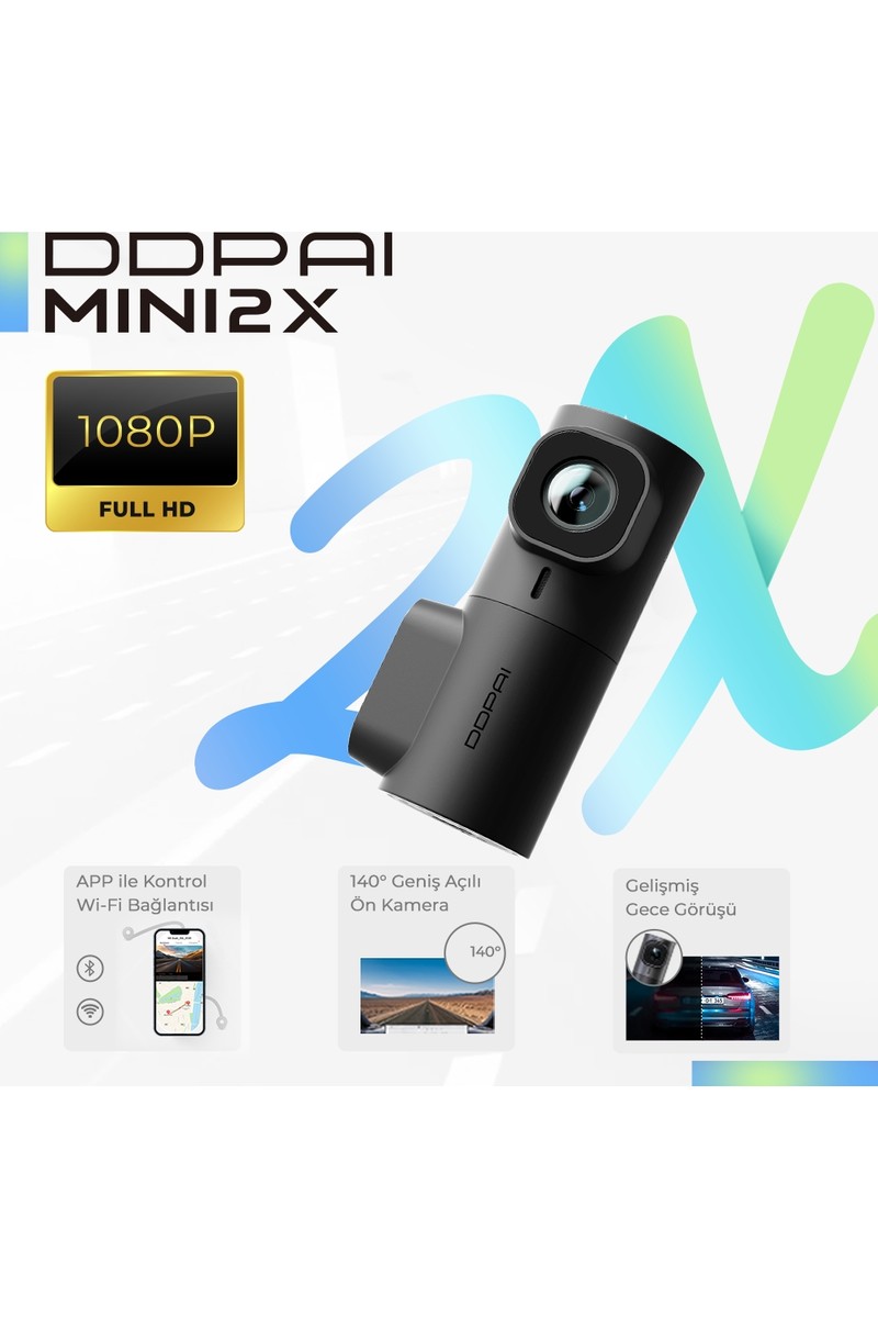 Ddpai Mini 2X Araç İçi Kamera - 2K QHD Çözünürlük - AI-ISP ile NightVIS 2.0 - Kompakt ve çok yönlü Araç Kamerası