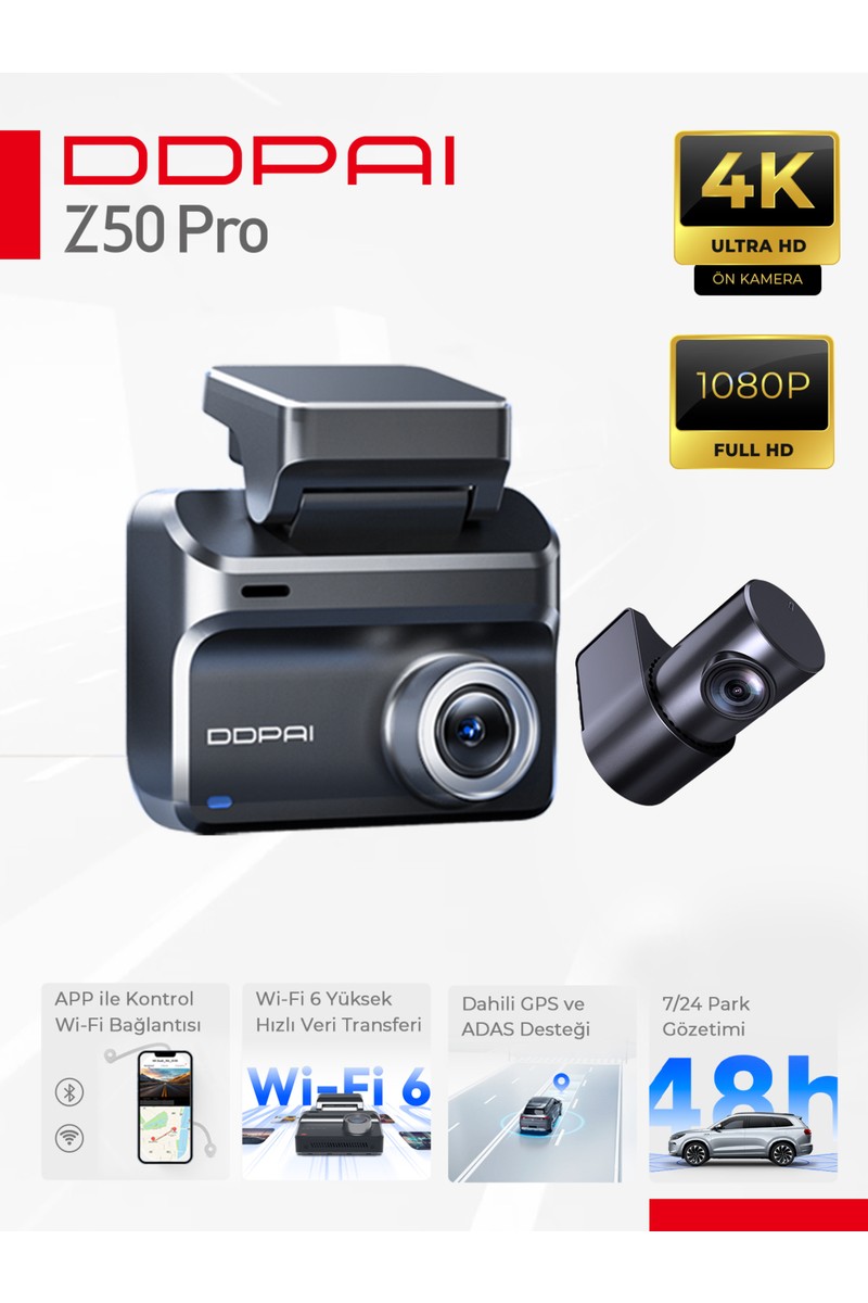 Ddpai Z50 Pro Araç içi Kamerası NightVIS 2.0 Gece Görüşü Çarpışma Algılama