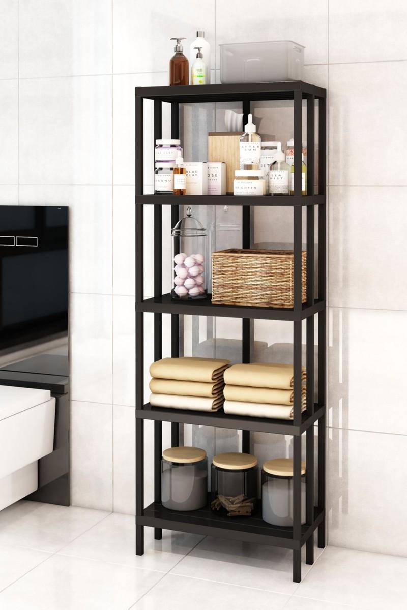 Dekozum Scaffale 5 Banyo Rafı, Plastik Kitaplık, 5 Raflı Organizer, Banyo Rafı, Bahçe Balkon Organizeri